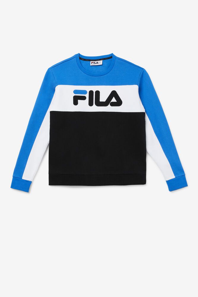 Fila Mikina Panske Lesner Fleece Crew Modre/Biele/Čierne - OCSTG5293